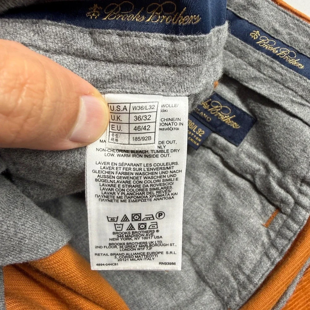 Brooks Brothers Milano Corduroy Pants 36x32 Orange Mens Slim Fit Cotton Trousers
